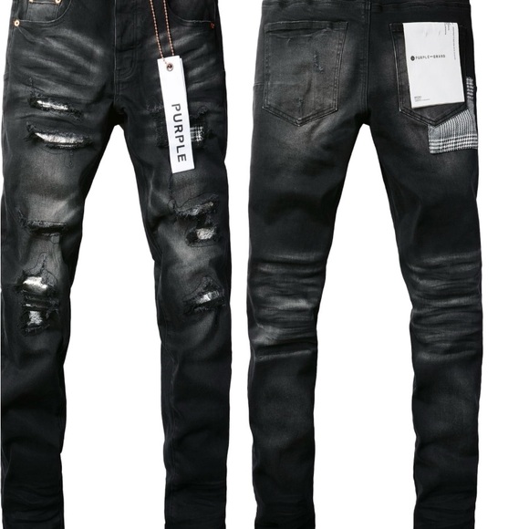 Purple Men's Ripped Black Jean’s - Picture 1 of 1
